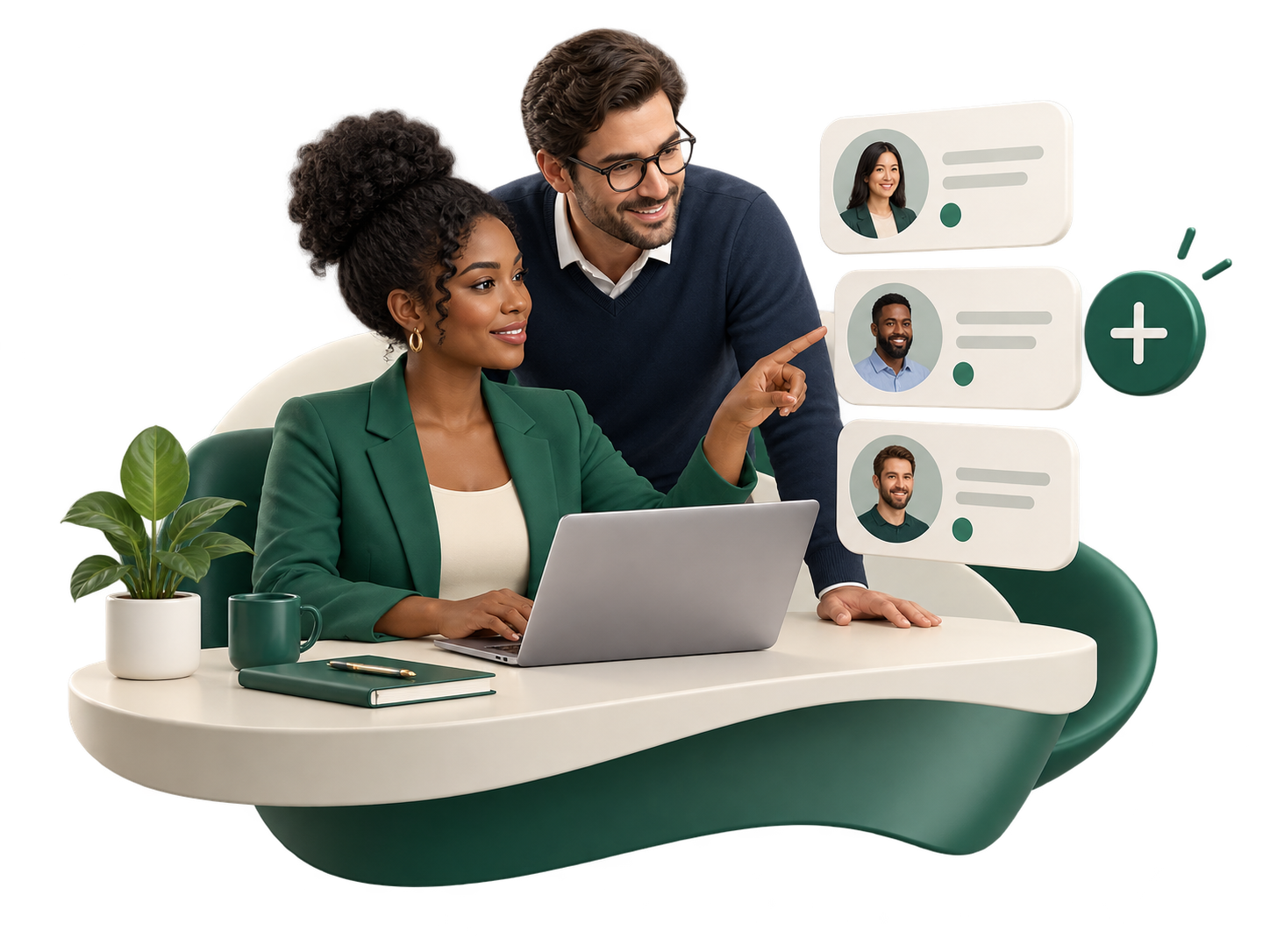 Business owners setting up their team